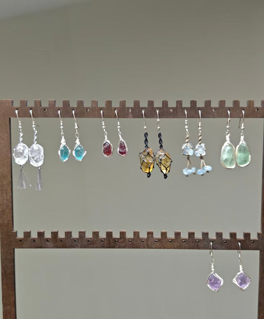 Handmade Rough Gemstone Ear Jewelry